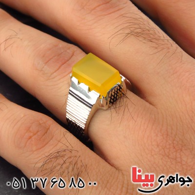 انگشتر عقیق شرف الشمس مردانه کلاسیک هاشوری _کد:14382