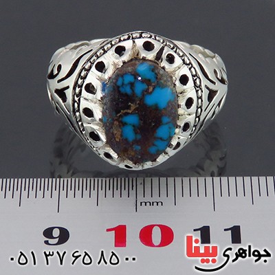 انگشتر فیروزه نیشابوری شجری مردانه اسلیمی _کد:14384