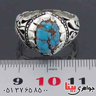 انگشتر فیروزه نیشابوری شجری مردانه خوشرنگ _کد:14386