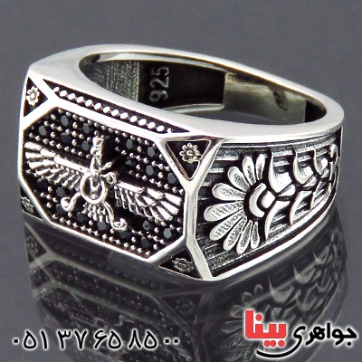 انگشتر نقره مردانه اسپرت طرح فروهر _کد:14431