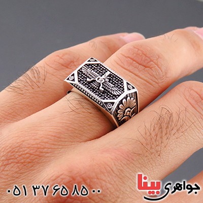 انگشتر نقره مردانه اسپرت طرح فروهر _کد:14431