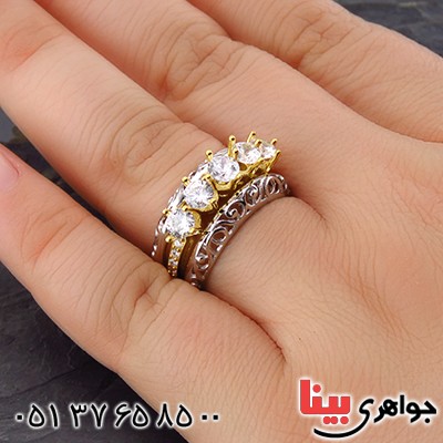 انگشتر نقره الماسی زنانه با شکوه _کد:14434