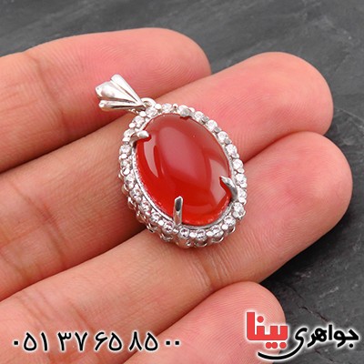 گردنبند عقیق قرمز زنانه درشت دور جواهری خاص _کد:14438