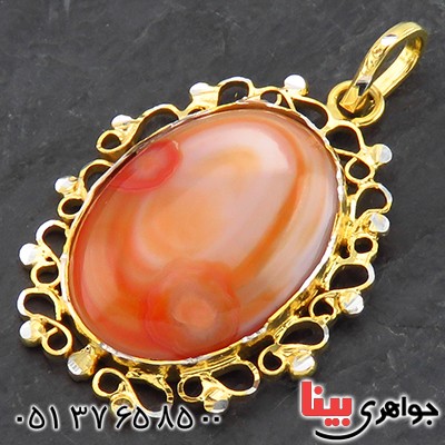 گردنبند عقیق باباقوری (چشم زخم) زنانه درشت ملیله کاری _کد:14440