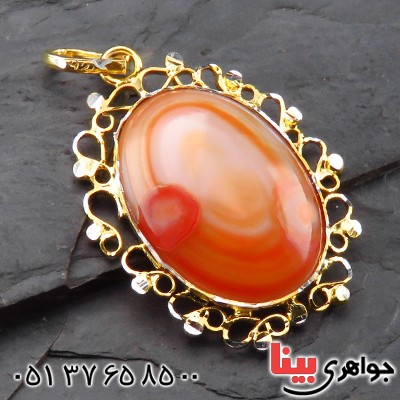 گردنبند عقیق باباقوری (چشم زخم) زنانه درشت ملیله کاری _کد:14440