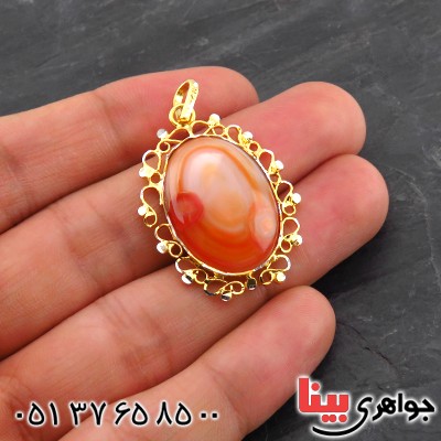 گردنبند عقیق باباقوری (چشم زخم) زنانه درشت ملیله کاری _کد:14440