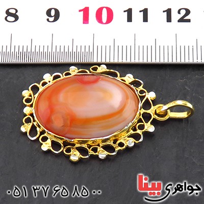 گردنبند عقیق باباقوری (چشم زخم) زنانه درشت ملیله کاری _کد:14440