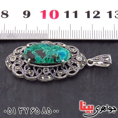 گردنبند فیروزه زنانه درشت با نقوش مالاکیتی خوشرنگ _کد:14441