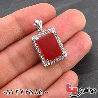 گردنبند عقیق قرمز زنانه درشت دور جواهری خاص _کد:14442