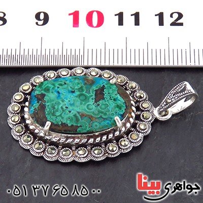 گردنبند فیروزه زنانه درشت با نقوش مالاکیتی خوشرنگ _کد:14452