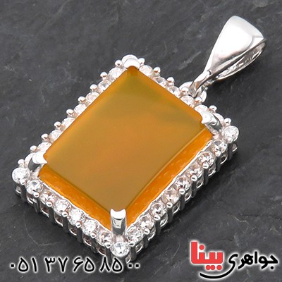 گردنبند عقیق شرف الشمس زنانه دورجواهری درشت خوشرنگ