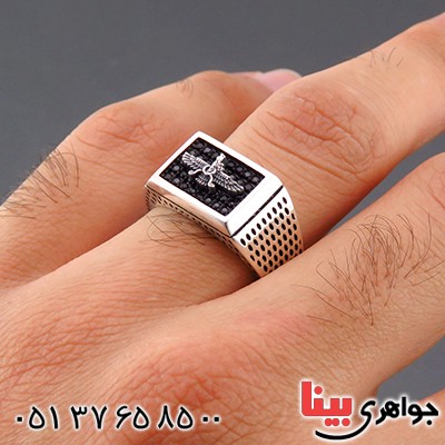 انگشتر نقره مردانه شیک و اسپرت مدل فروهر _کد:14461