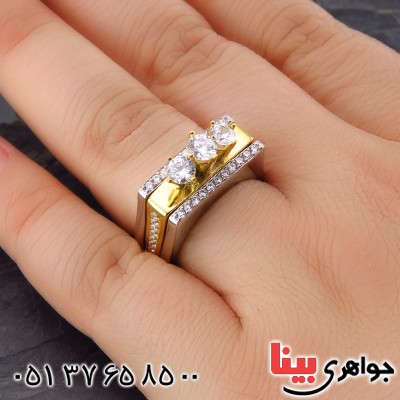 انگشتر نقره الماسی زنانه درشت طرح پرنسسی _کد:14462