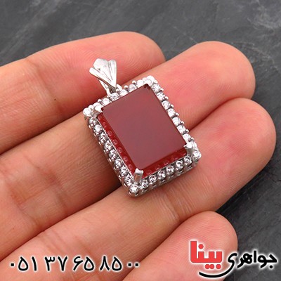 گردنبند عقیق قرمز زنانه درشت دور جواهری شیک _کد:14463