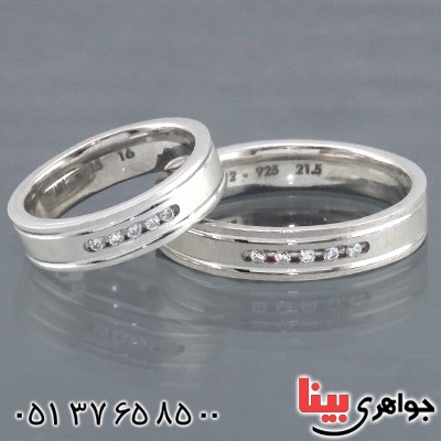 انگشتر نقره ست حلقه ازدواج روکش پلاتین _کد:14464
