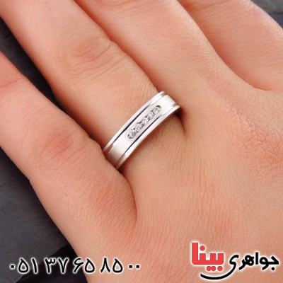 انگشتر نقره ست حلقه ازدواج روکش پلاتین _کد:14464