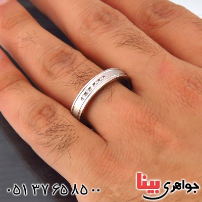 انگشتر نقره ست حلقه ازدواج روکش پلاتین _کد:14464