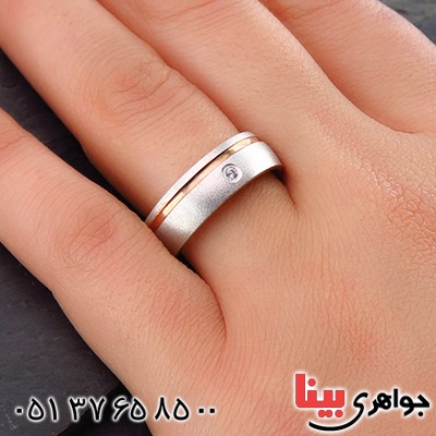 انگشتر نقره ست حلقه ازدواج روکش پلاتین _کد:14469