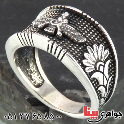 انگشتر نقره مردانه اسپرت طرح فروهر _کد:14470
