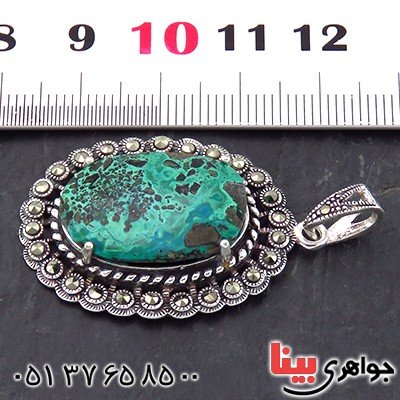 گردنبند فیروزه درشت زنانه با نقوش مالاکیتی خوشرنگ _کد:14478