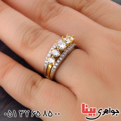 انگشتر نقره الماسی زنانه مجلسی _کد:14481