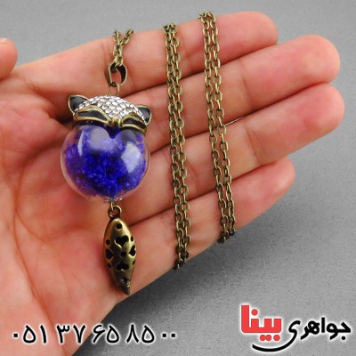گردنبند روباه با گل های طبیعی آبی _کد:14485