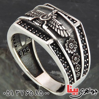 انگشتر نقره مردانه اسپرت طرح فروهر _کد:14488