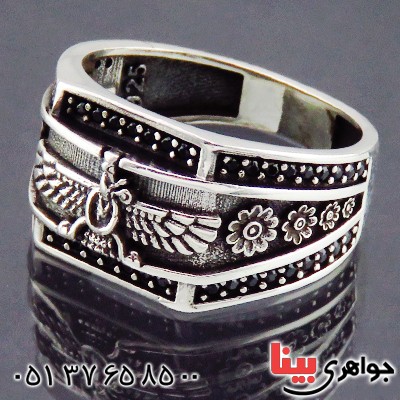 انگشتر نقره مردانه اسپرت طرح فروهر _کد:14488