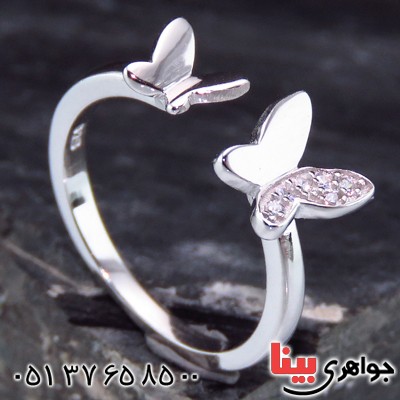 انگشتر نقره الماسی بند انگشتی پروانه _کد:14494