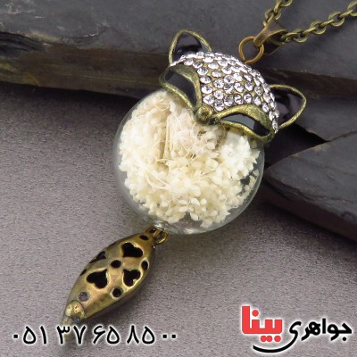 گردنبند روباه با گل های طبیعی سفید _کد:14497