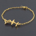 زنانه طرح ضربان قلب روکش آب طلا _کد:14498