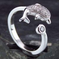 انگشتر نقره الماسی بند انگشتی دلفین 