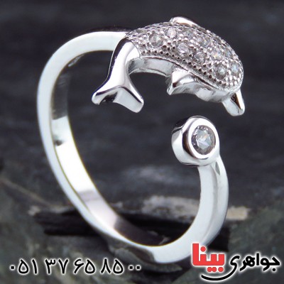 انگشتر نقره الماسی بند انگشتی دلفین _کد:14507