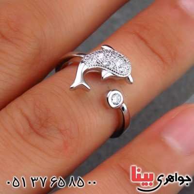 انگشتر نقره الماسی بند انگشتی دلفین _کد:14507