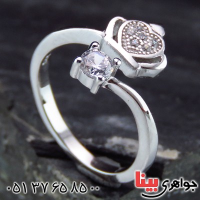 انگشتر نقره الماسی بند انگشتی طرح تاج _کد:14517