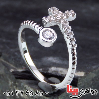 انگشتر نقره الماسی بند انگشتی صلیب _کد:14525