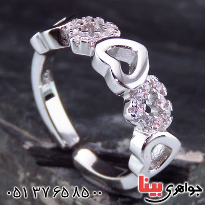 انگشتر نقره الماسی بند انگشتی قلب _کد:14531