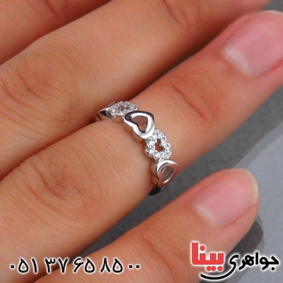 انگشتر نقره الماسی بند انگشتی قلب _کد:14531