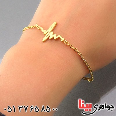 دستبند زنانه طرح ضربان روکش آب طلا _کد:14534