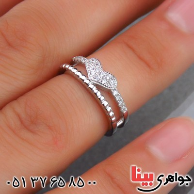 انگشتر نقره الماسی بند انگشتی زنانه مدل قلب _کد:14568