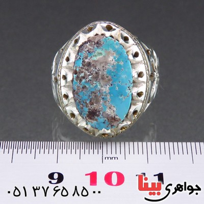 انگشتر فیروزه نیشابوری شجری درشت مردانه خوشرنگ _کد:14569