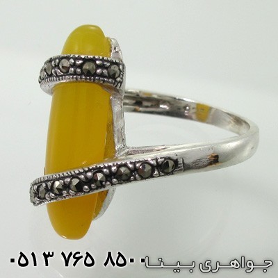 انگشتر عقیق زرد شرف الشمس نگین بیضی
