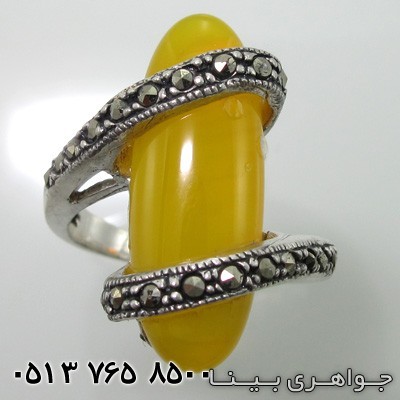 انگشتر عقیق زرد شرف الشمس نگین بیضی