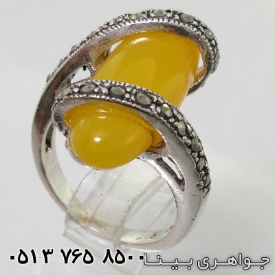 انگشتر عقیق زرد شرف الشمس نگین بیضی
