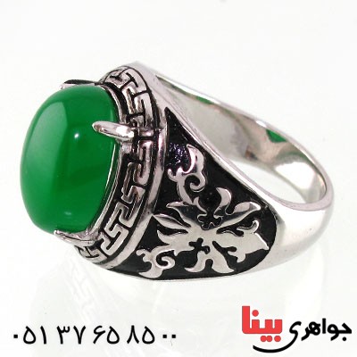 انگشتر عقیق سبز مردانه خوشرنگ _کد:14673