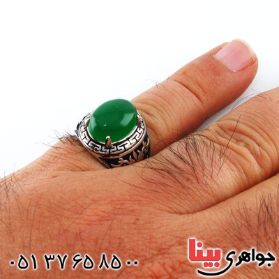 انگشتر عقیق سبز مردانه خوشرنگ _کد:14673