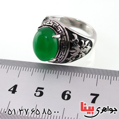 انگشتر عقیق سبز مردانه خوشرنگ _کد:14673