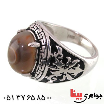 انگشتر عقیق باباقوری مردانه خوشرنگ _کد:14681