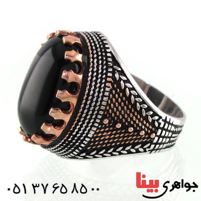 انگشتر عقیق سیاه (اونیکس) درشت مردانه خوشرنگ _کد:14684