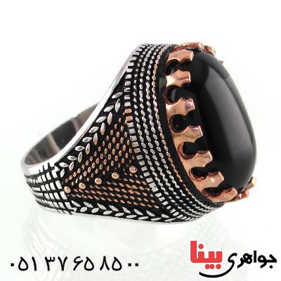 انگشتر عقیق سیاه (اونیکس) درشت مردانه خوشرنگ _کد:14684